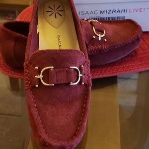 Red Suede ISAAC MIZRAHI "Allure" style loafers